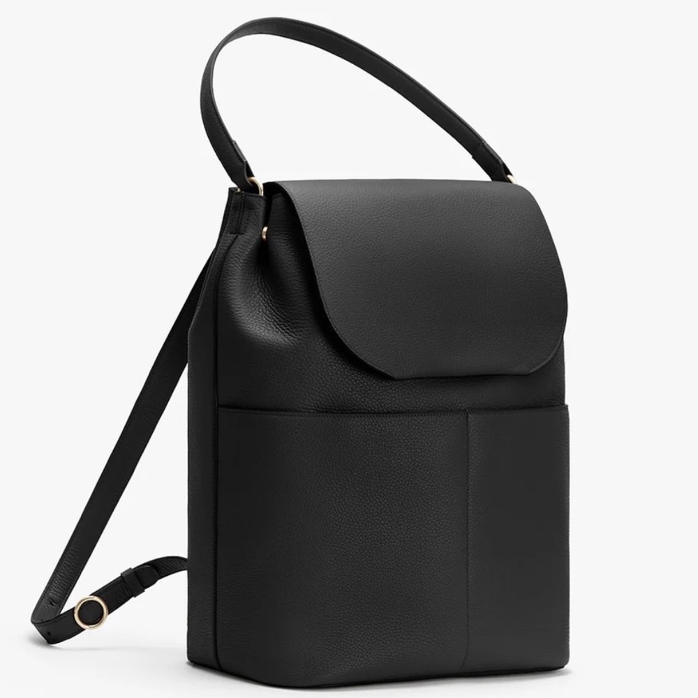 Cuyana pebbled Black Leather Backpack